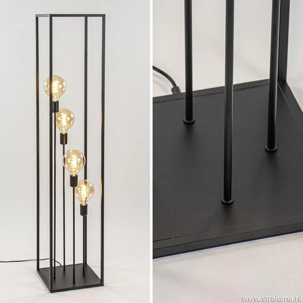 Straluma Vloerlamp open frame zwart 4-lichts> Woonkamerlampen|Slaapkamerlampen