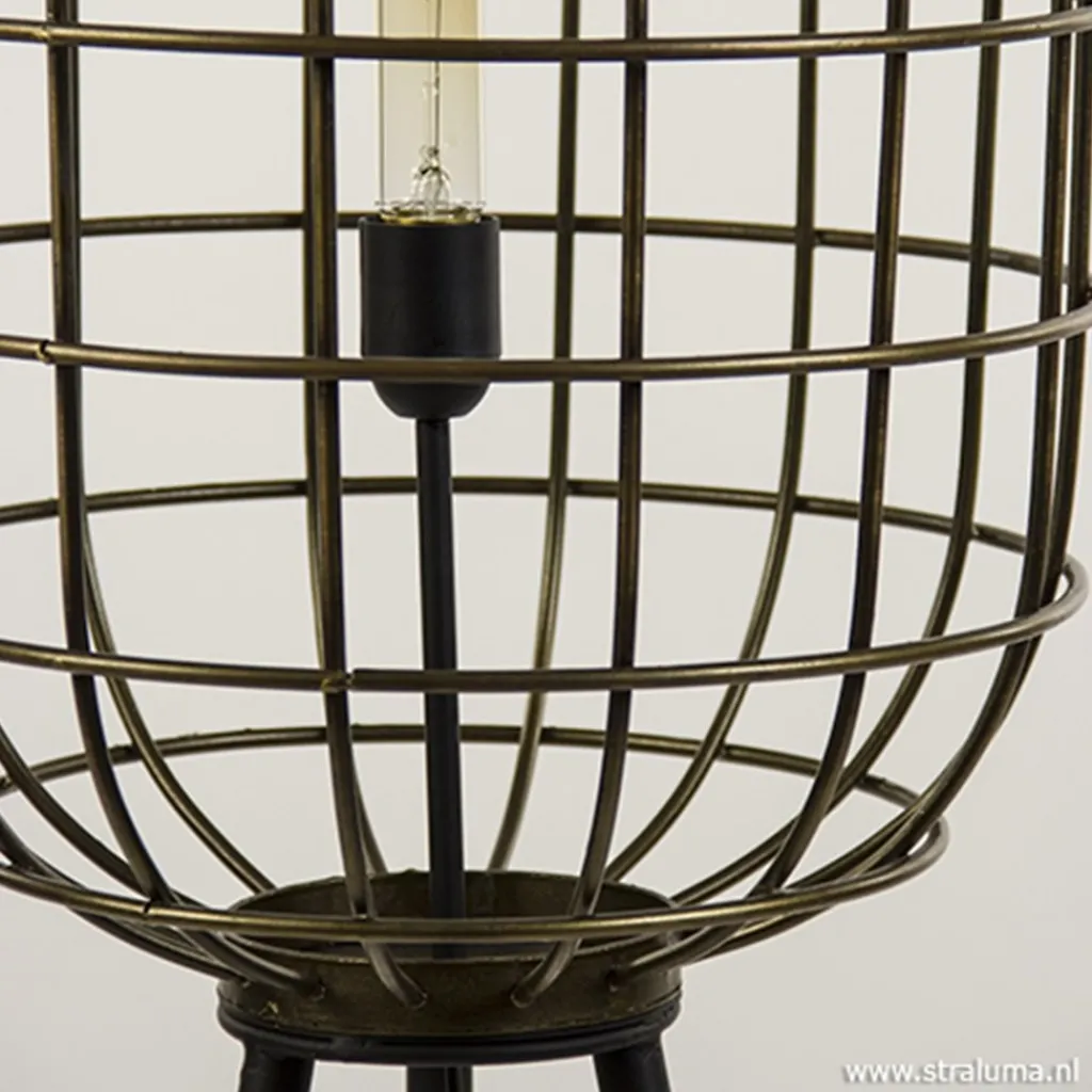 Straluma Vloerlamp oud-brons zwart kooi> Light and Living|Kooilampen