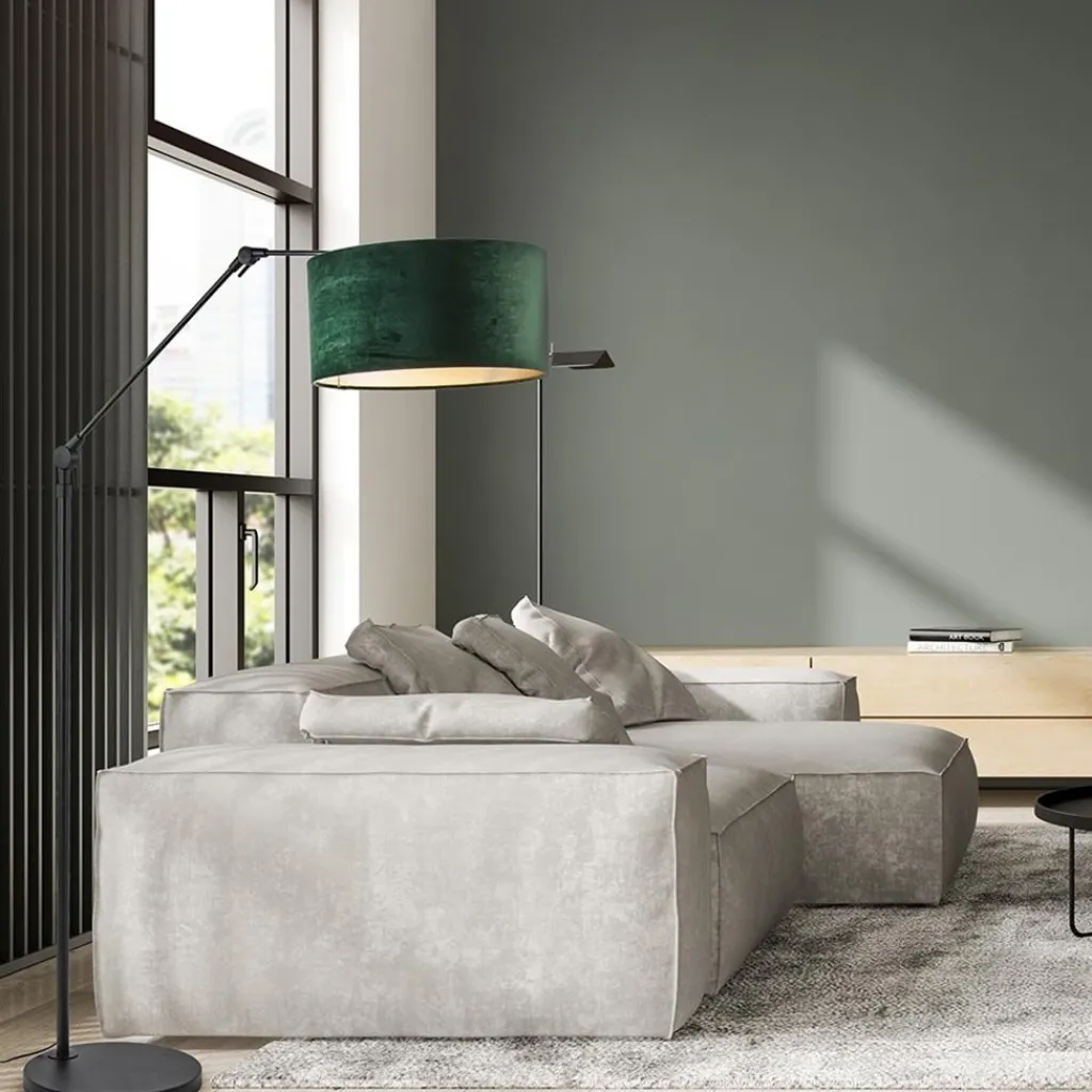 Straluma Vloerlamp Prestige Chic zwart/kap groen> Booglampen|Schemerlampen