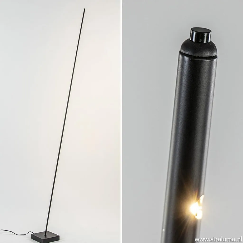 Straluma Vloerlamp Think pin zwart met pushdimmer> Vloerlampen|Woonkamerlampen