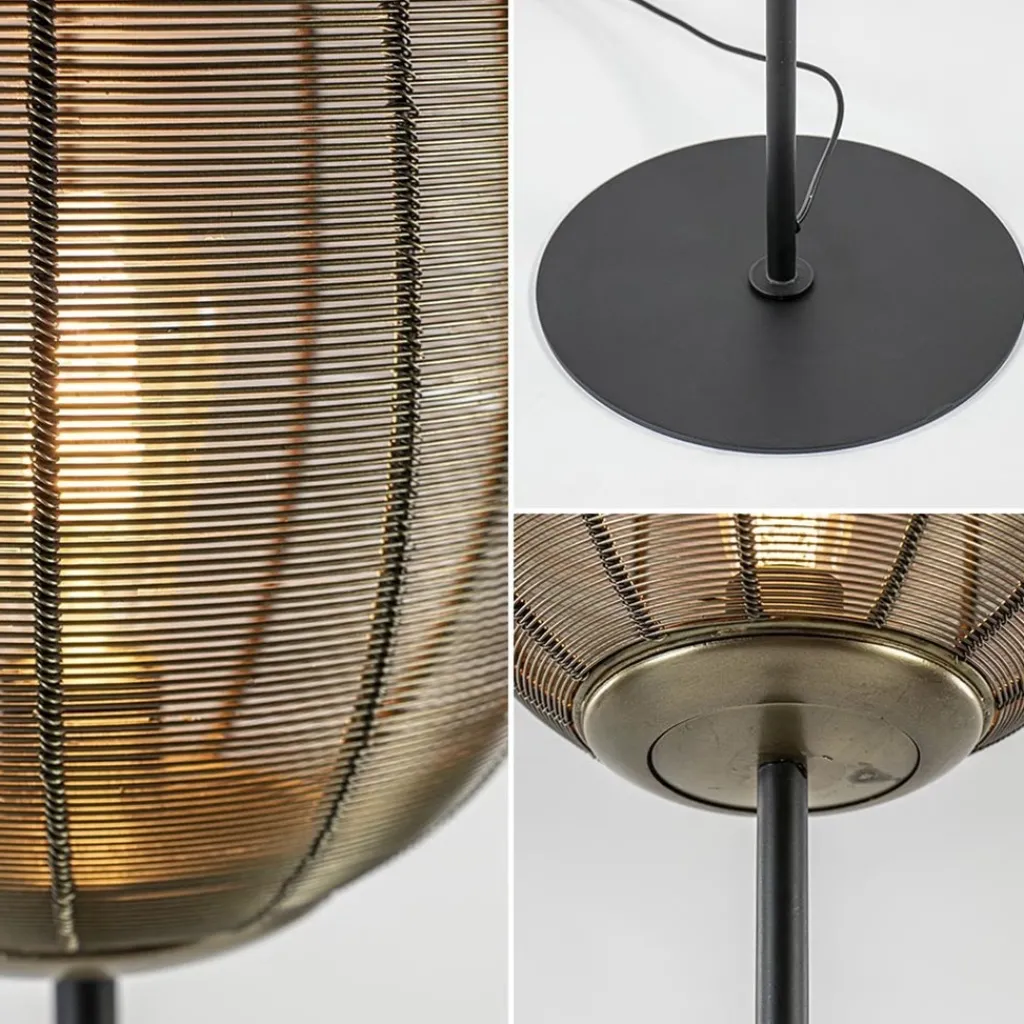 Straluma Vloerlamp Yaelle antiek brons met zwarte voet> Draadlampen|Light and Living