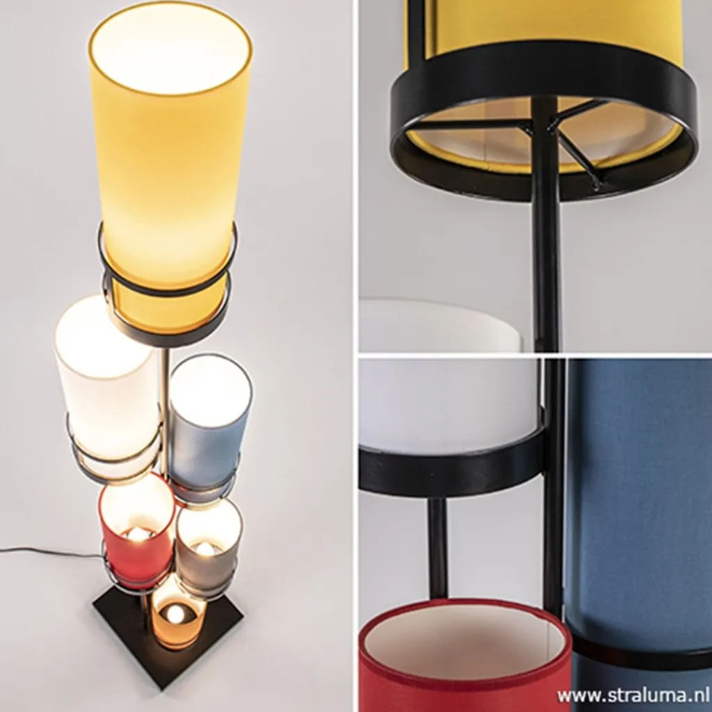 Straluma Vloerlamp zwart 6L multicolor rood> Slaapkamerlampen|Kantoorverlichting