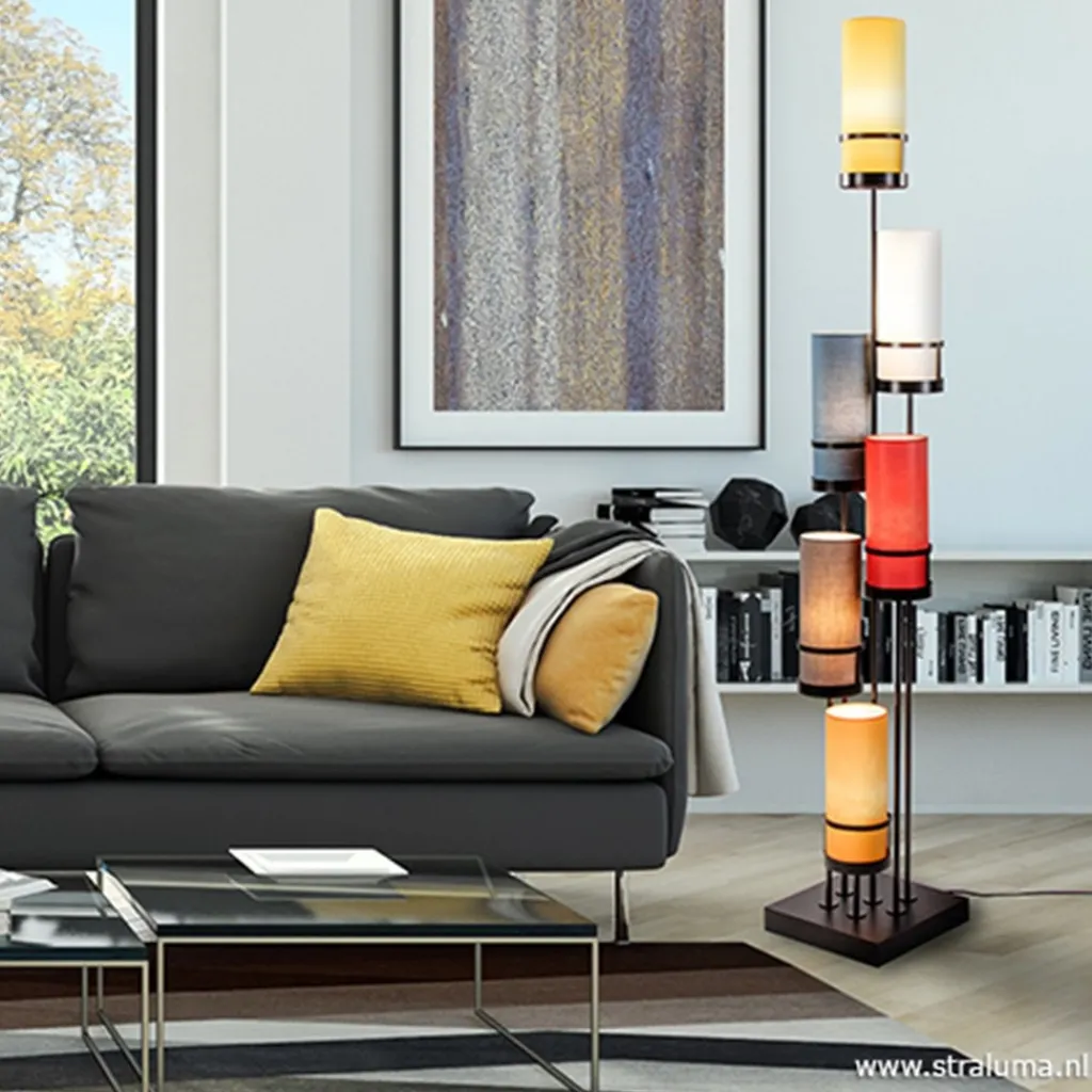 Straluma Vloerlamp zwart 6L multicolor rood> Slaapkamerlampen|Kantoorverlichting