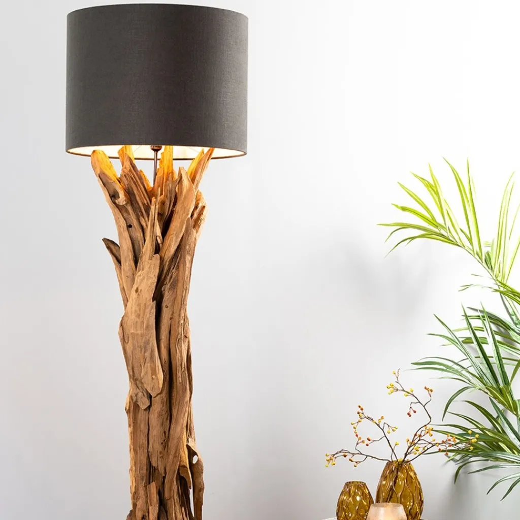 Straluma Vloerlamp/lampvoet Margret hout naturel excl kap> Vloerlampen|Lampenvoeten