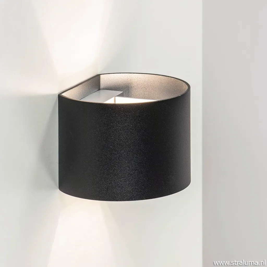 Straluma Wandlamp afgerond zwart/grijs stelklep g9> Halverlichting|Wandlampen