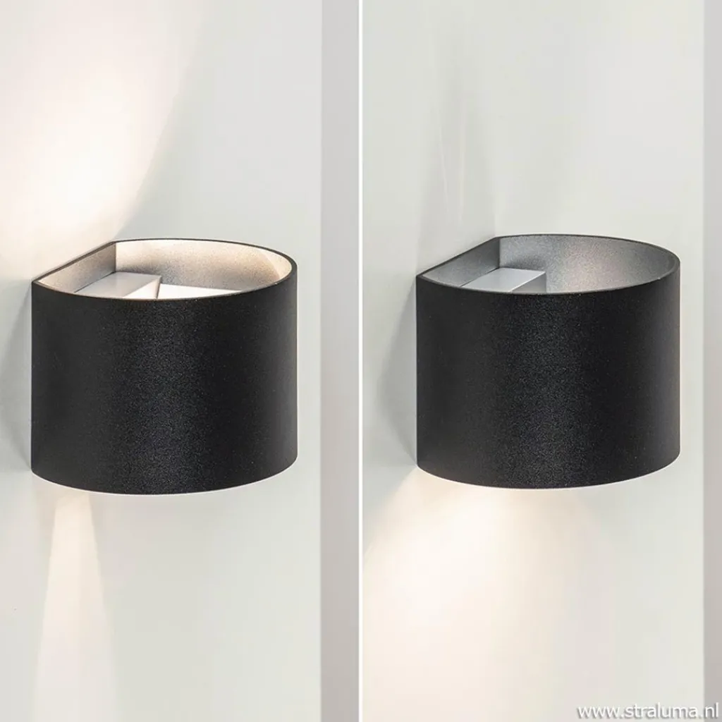 Straluma Wandlamp afgerond zwart/grijs stelklep g9> Halverlichting|Wandlampen