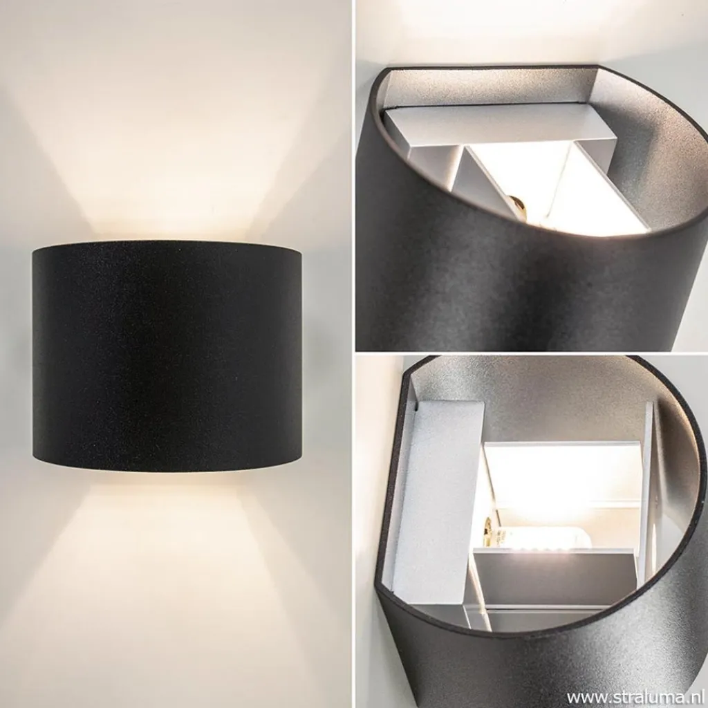 Straluma Wandlamp afgerond zwart/grijs stelklep g9> Halverlichting|Wandlampen