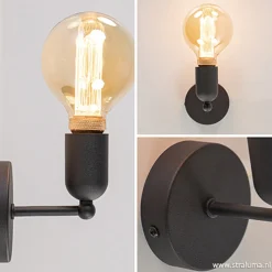 Straluma Wandlamp basic boog klein zwart> Landelijke Verlichting|Woonkamerlampen