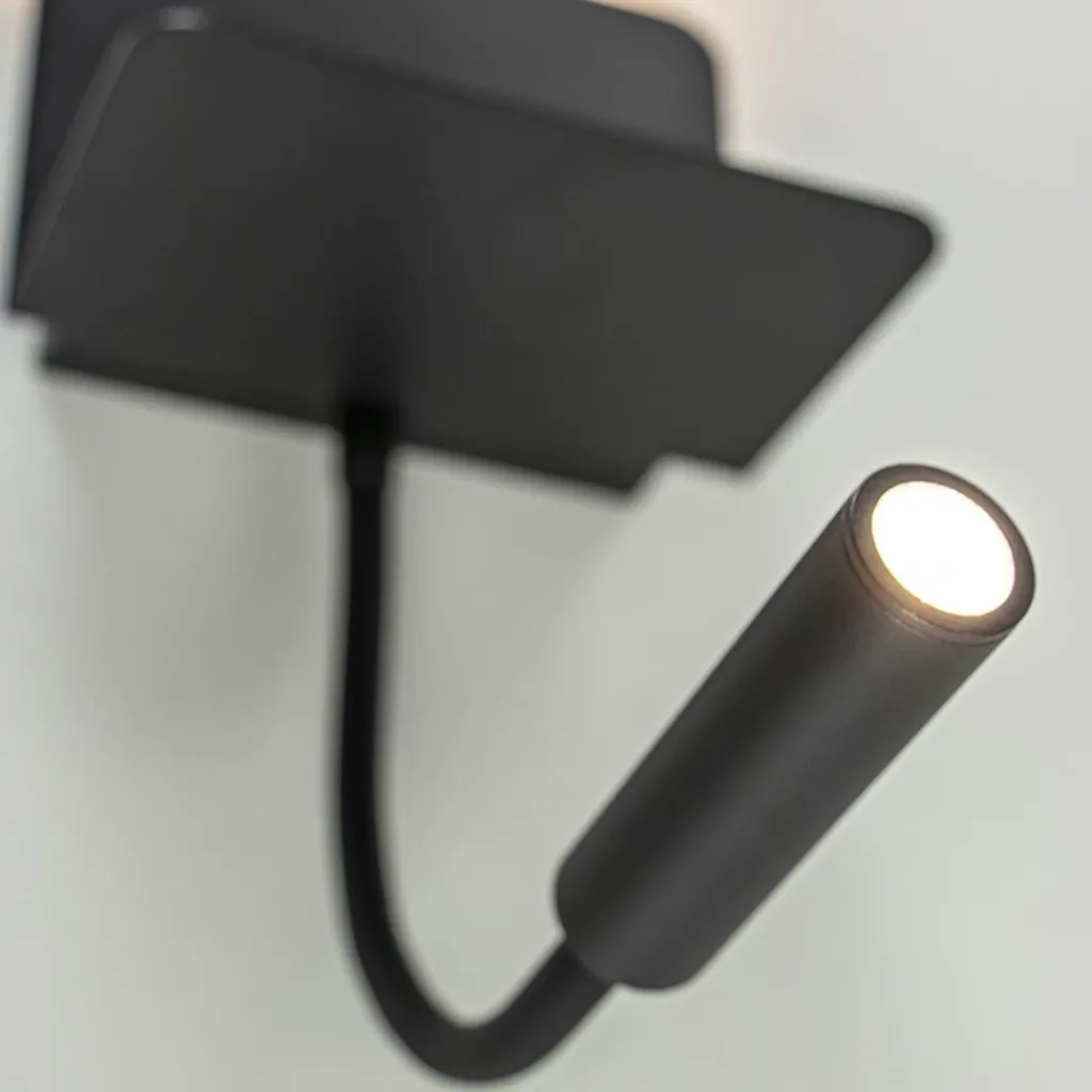 Straluma Wandlamp bed zwart flex + USB charger> Wandlampen|Bedlampjes