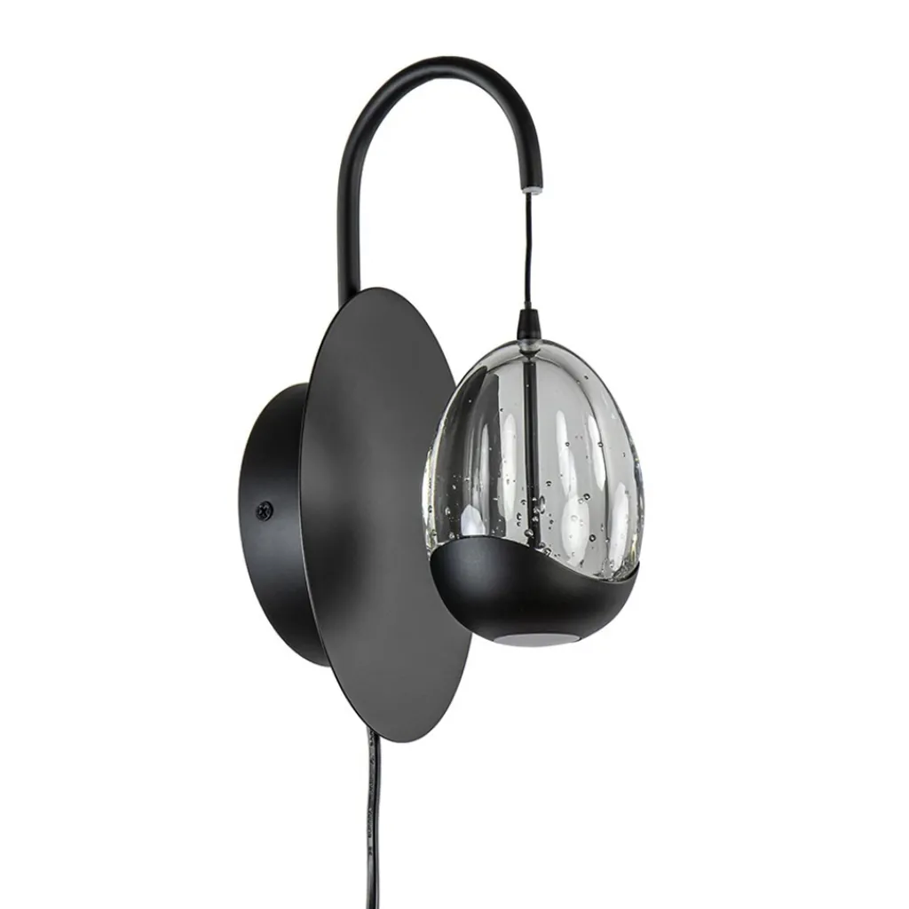 Straluma Wandlamp Black Egg zwart/helder glas> Wandlampen|Woonkamerlampen