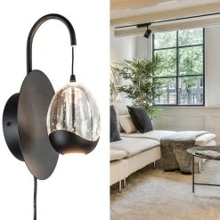 Straluma Wandlamp Black Egg zwart/helder glas><noscript><img width=