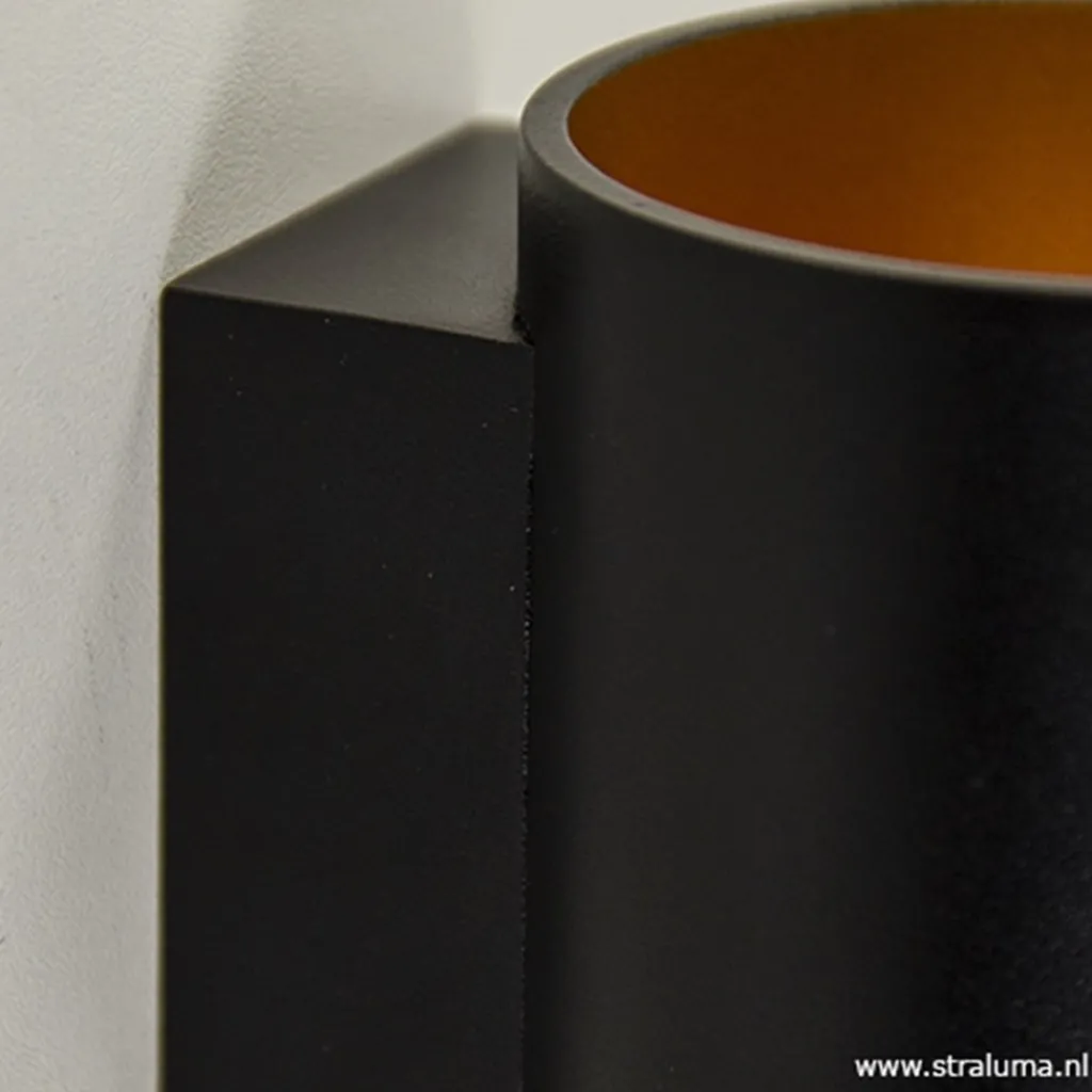 Straluma Wandlamp cilinder zwart/goud> Woonkamerlampen|Slaapkamerlampen