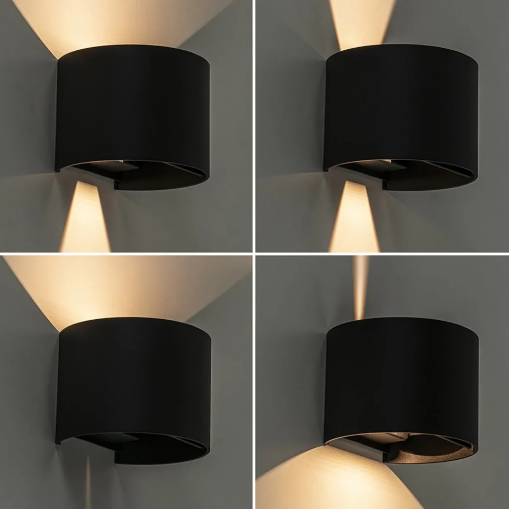 Straluma Wandlamp Davos afgerond zwart IP54 2700k> Wandlampen|Buitenlampen