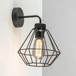 Straluma Wandlamp draadkorf zwart> Wandlampen|Draadlampen