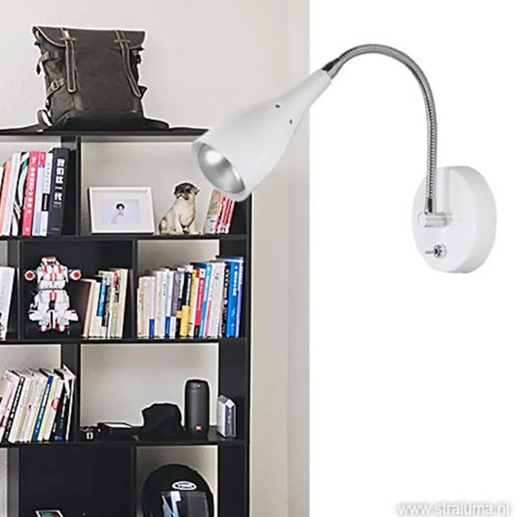Straluma Wandlamp Elite verstelbaar nikkel wit> Bedlampjes|Kinderlampen