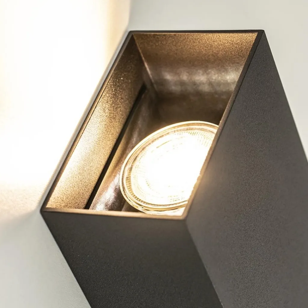 Straluma Wandlamp Eros rechthoek zwart 2xgu10> Woonkamerlampen|Slaapkamerlampen