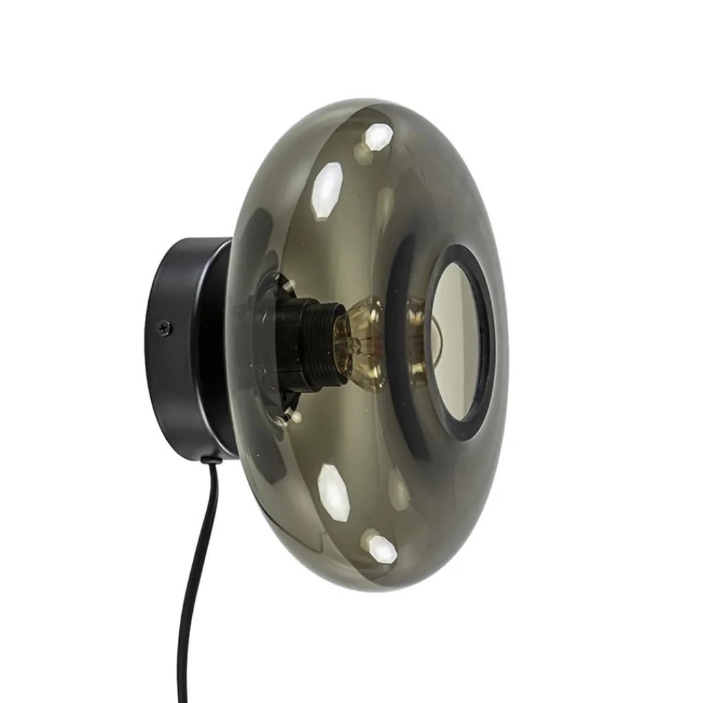 Straluma Wandlamp Hoseki zwart + smoke glas> Wandlampen|Design Verlichting