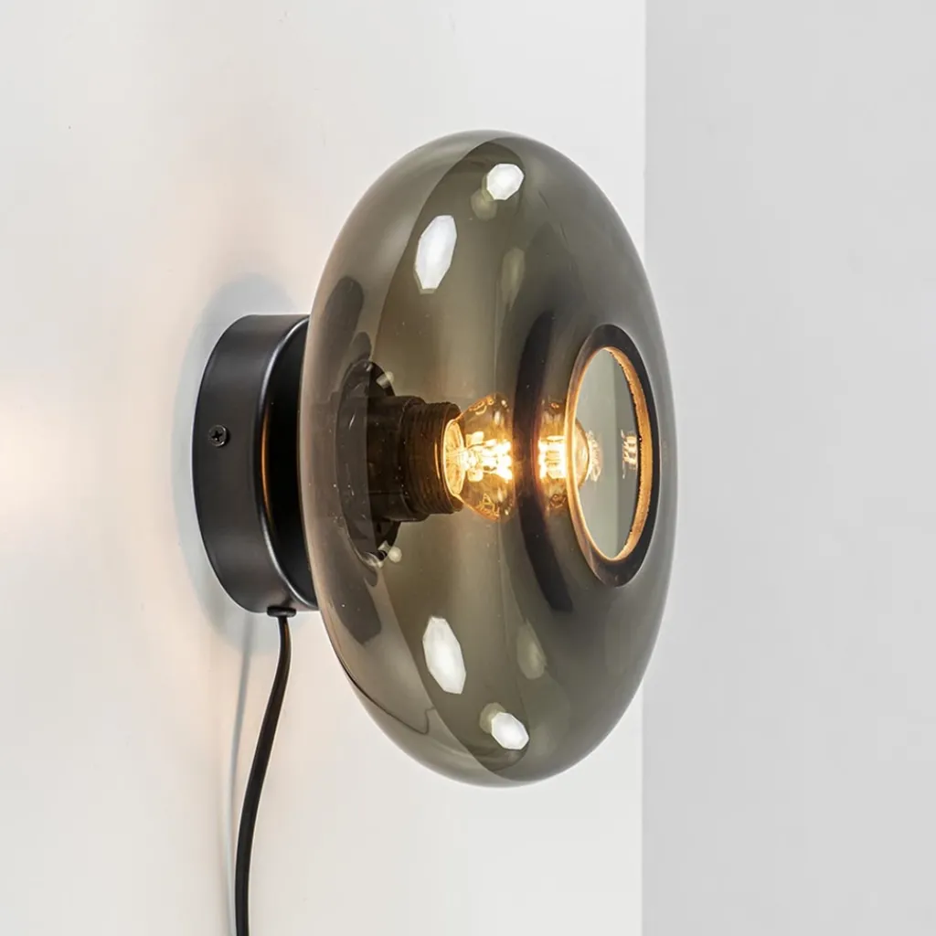 Straluma Wandlamp Hoseki zwart + smoke glas> Wandlampen|Design Verlichting