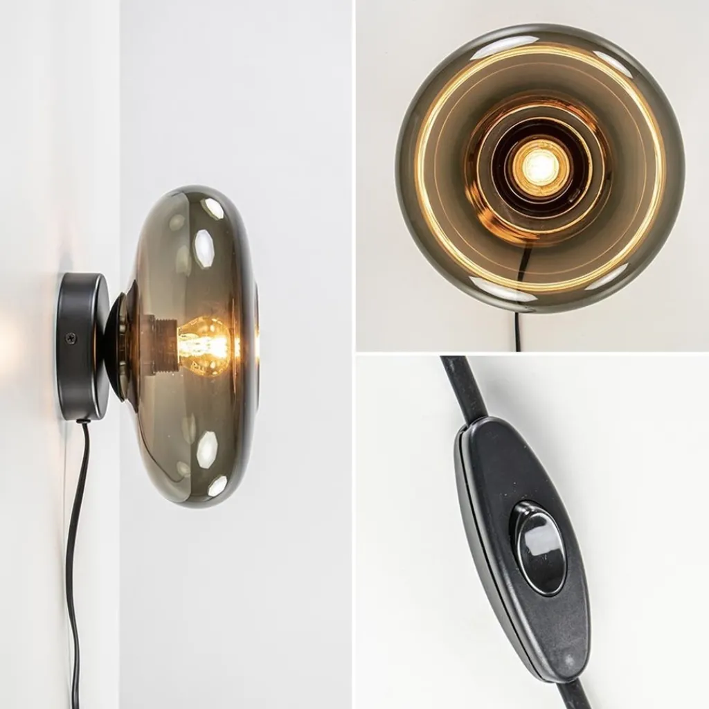 Straluma Wandlamp Hoseki zwart + smoke glas> Wandlampen|Design Verlichting