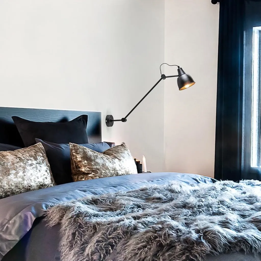 Straluma Wandlamp industrieel verstelbare arm zwart> Kantoorverlichting|Wandlampen