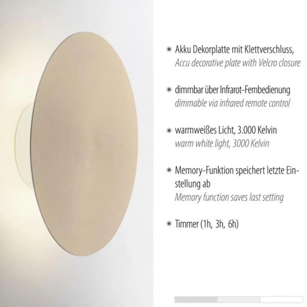 Straluma Wandlamp op accu goud 3-standen dimbaar> Wandlampen|Woonkamerlampen