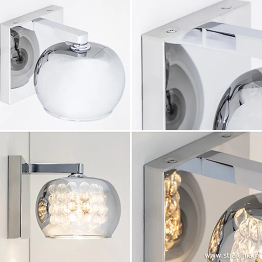 Straluma Wandlamp Pearl glas/chroom> Pearl|Woonkamerlampen