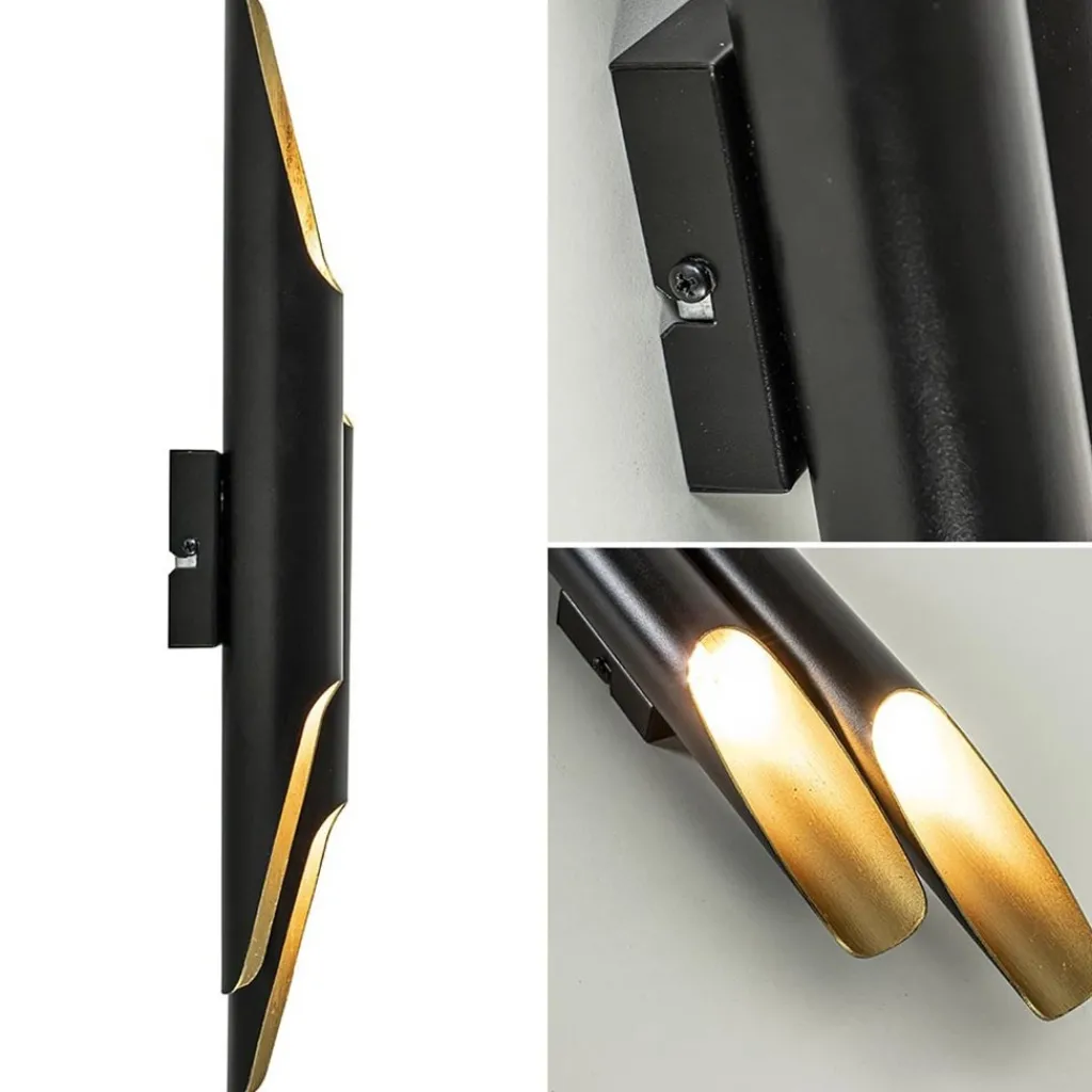 Straluma Wandlamp Pipes 48cm zwart/matgoud> Wandlampen|Design Verlichting