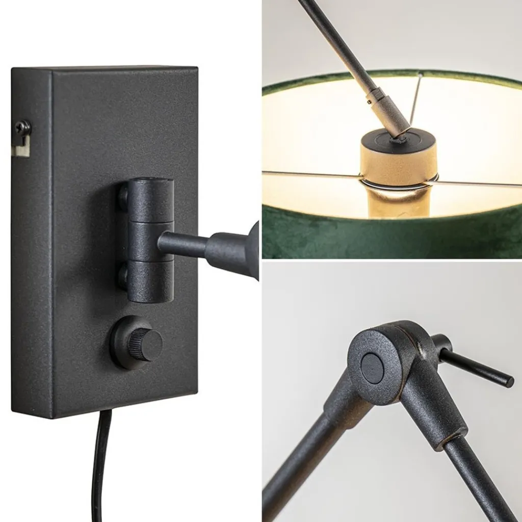 Straluma Wandlamp Prestige Chic zwart/kap groen> Schemerlampen|Woonkamerlampen