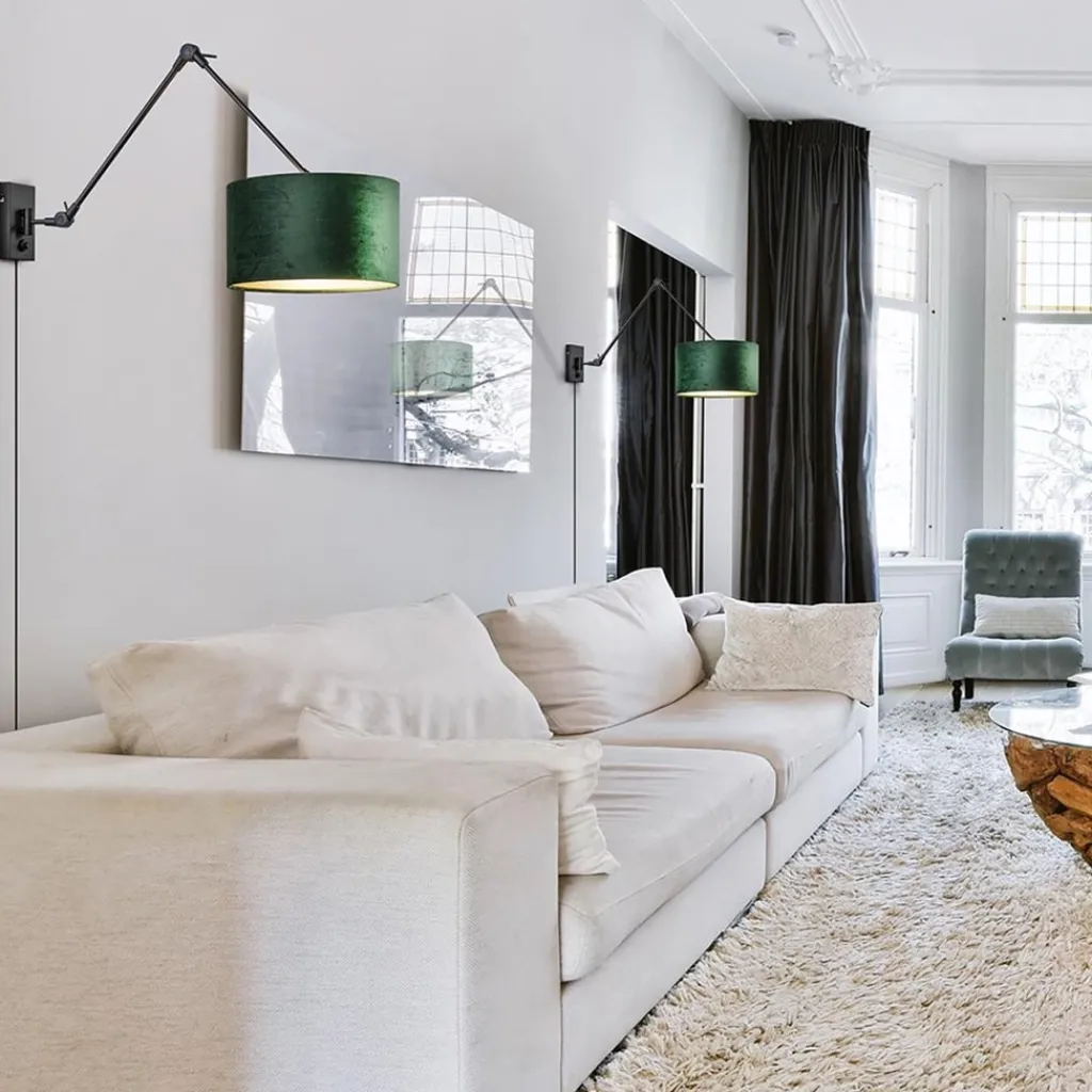 Straluma Wandlamp Prestige Chic zwart/kap groen> Schemerlampen|Woonkamerlampen