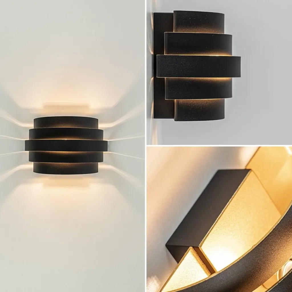 Straluma Wandlamp Scudo zwart/goud 20cm> Woonkamerlampen|Halverlichting