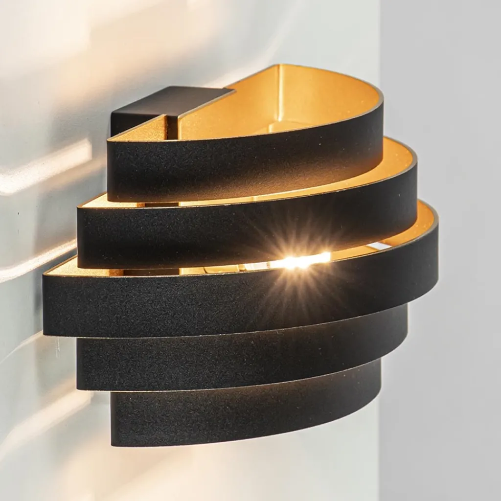 Straluma Wandlamp Scudo zwart/goud 25cm> Halverlichting|Wandlampen