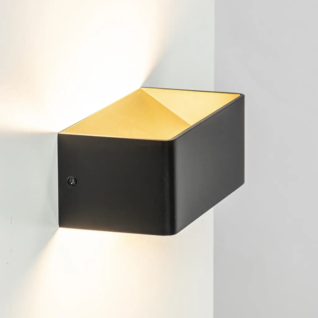 Straluma Wandlamp Stretto zwart/goud 20cm> Wandlampen|Halverlichting