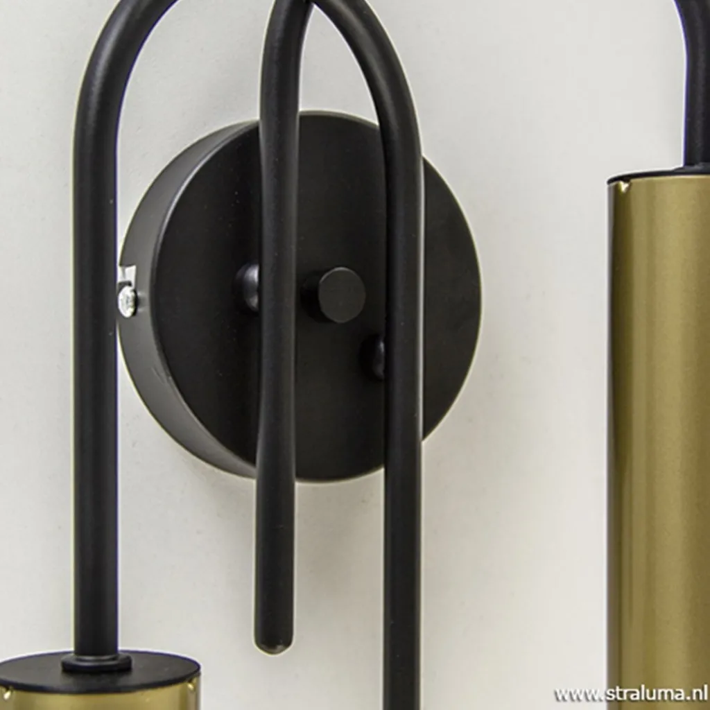 Straluma Wandlamp toog dubbel zwart/mat goud> Slaapkamerlampen|Halverlichting