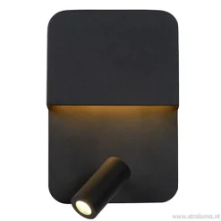 Straluma Wandlamp zwart + leesspot en usb></noscript> Wandlampen|Bedlampjes