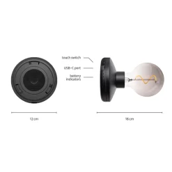 Straluma Wandlamp zwart met smoke dimbaar/oplaadbaar> Wandlampen|Keukenverlichting