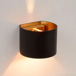 Straluma Wandlamp zwart/goud Xio up+down rond><noscript><img width=