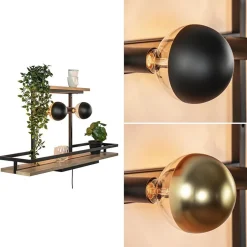 Straluma Wandlamp/wandrek zwart met houten planken></noscript> Eetkamerverlichting|Wandlampen