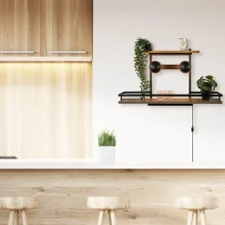 Straluma Wandlamp/wandrek zwart met houten planken></noscript> Eetkamerverlichting|Wandlampen