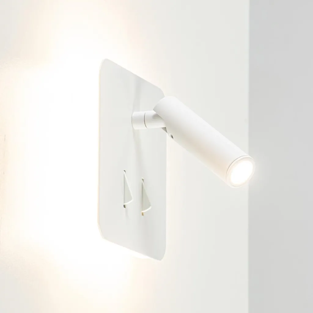Straluma Witte wandlamp vierkant inclusief LED en spot> Wandlampen|Bedlampjes