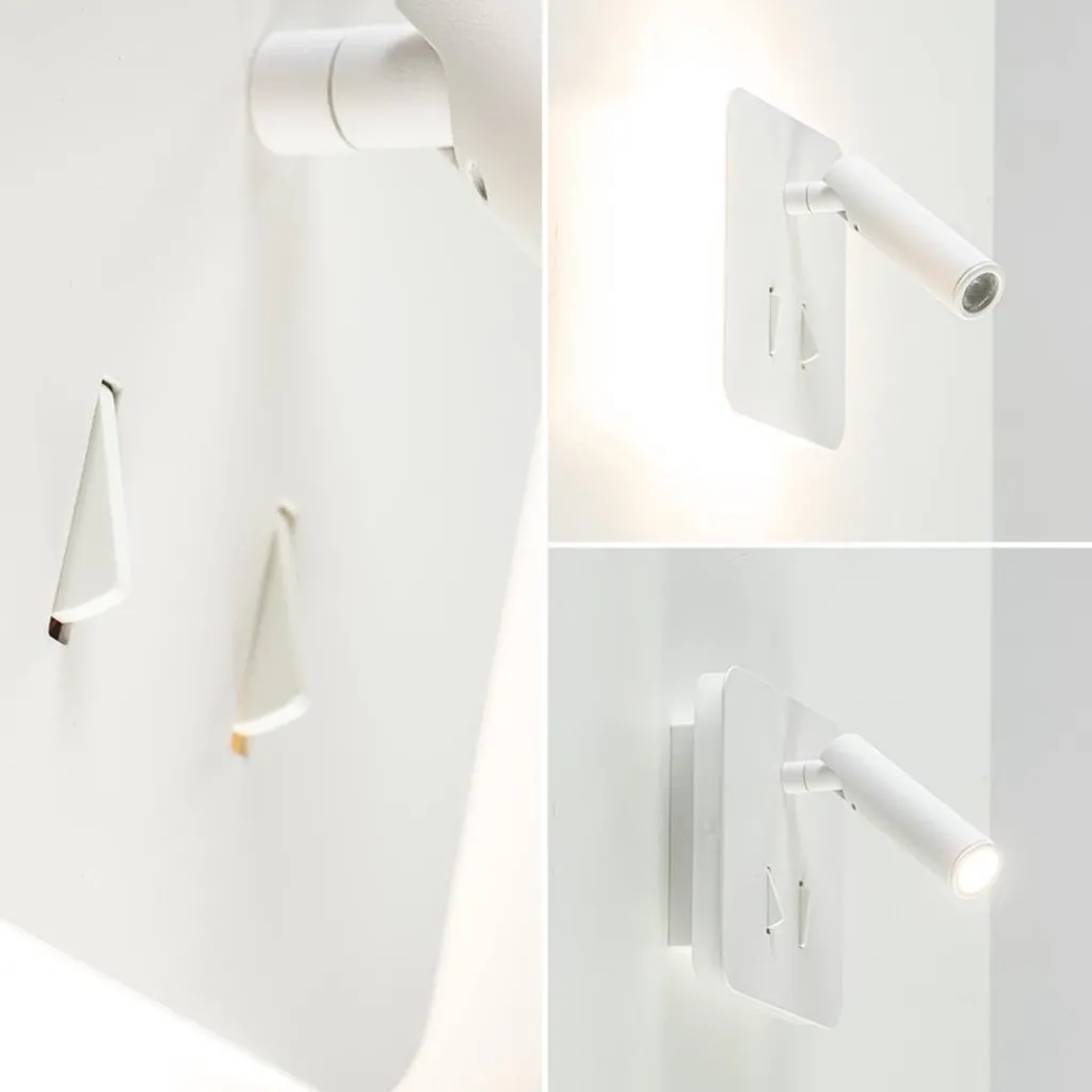 Straluma Witte wandlamp vierkant inclusief LED en spot> Wandlampen|Bedlampjes