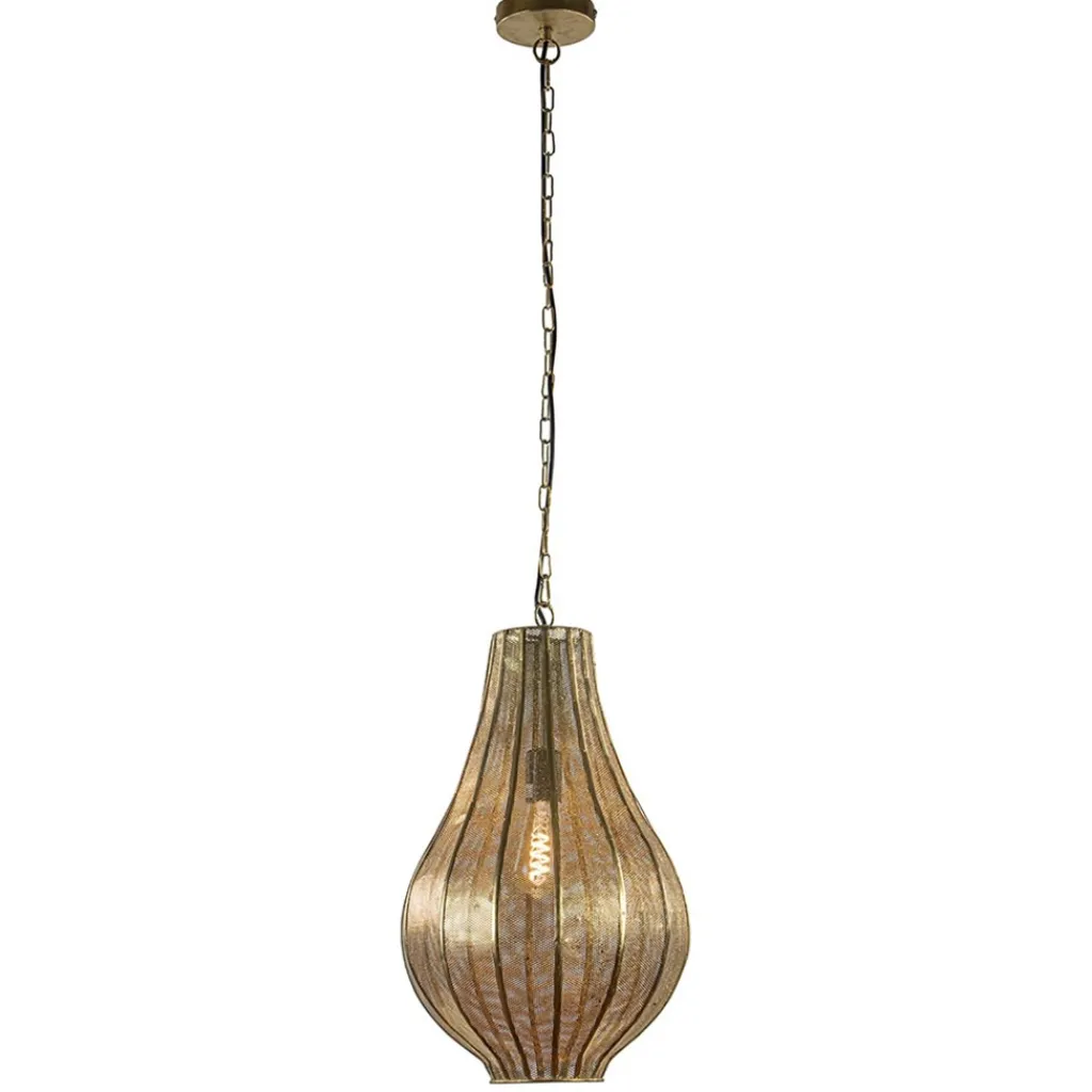 Straluma XL Light & Living druppel hanglamp goud oosters Micha> Light and Living|Eetkamerverlichting