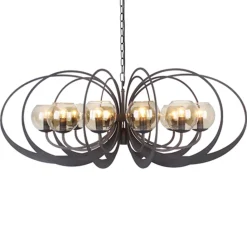 Straluma Zwart metalen hanglamp met smoke glas> Eettafellampen|Keukenverlichting