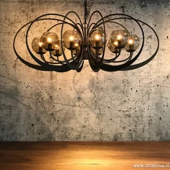 Straluma Zwart metalen hanglamp met smoke glas> Eettafellampen|Keukenverlichting