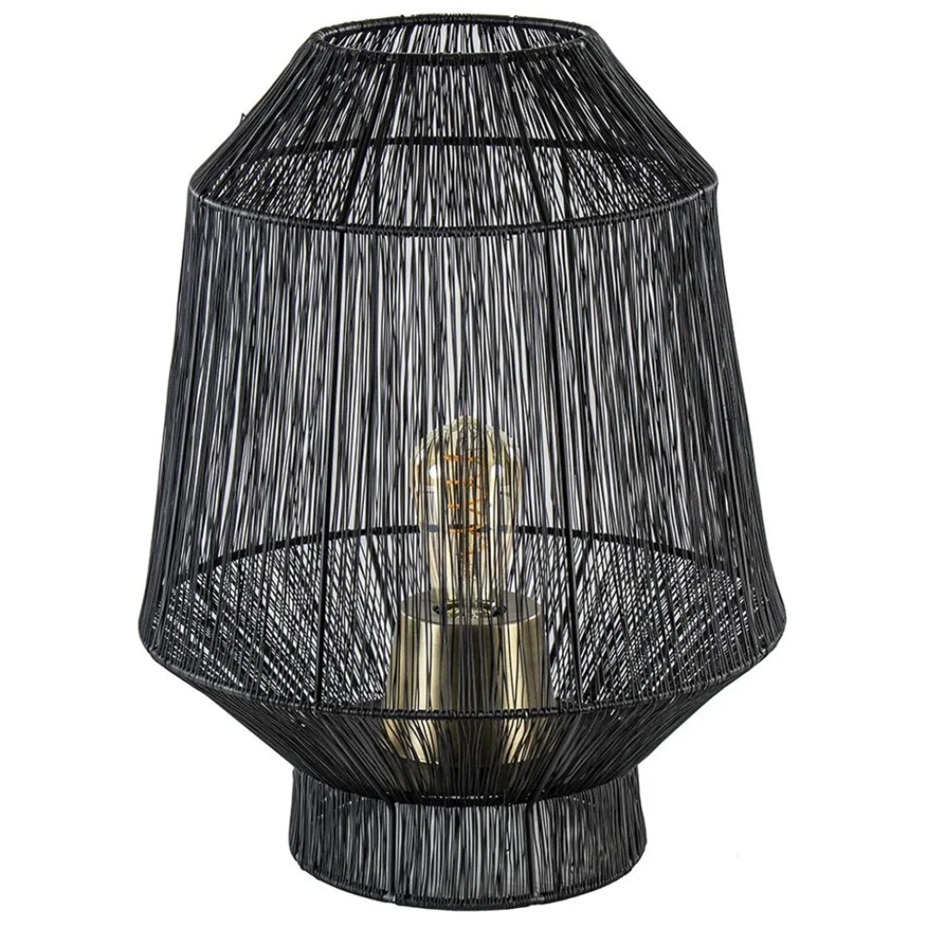 Straluma Zwart metalen tafellamp Vitora met brons> Tafellampen|Draadlampen