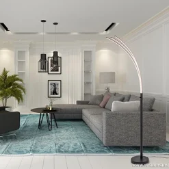 Straluma Zwarte boog vloerlamp LED dimbaar></noscript> Vloerlampen|Woonkamerlampen