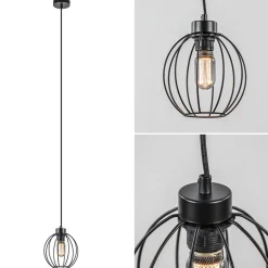 Straluma Zwarte draad hanglamp bol klein> Draadlampen|Nachtkastlampen