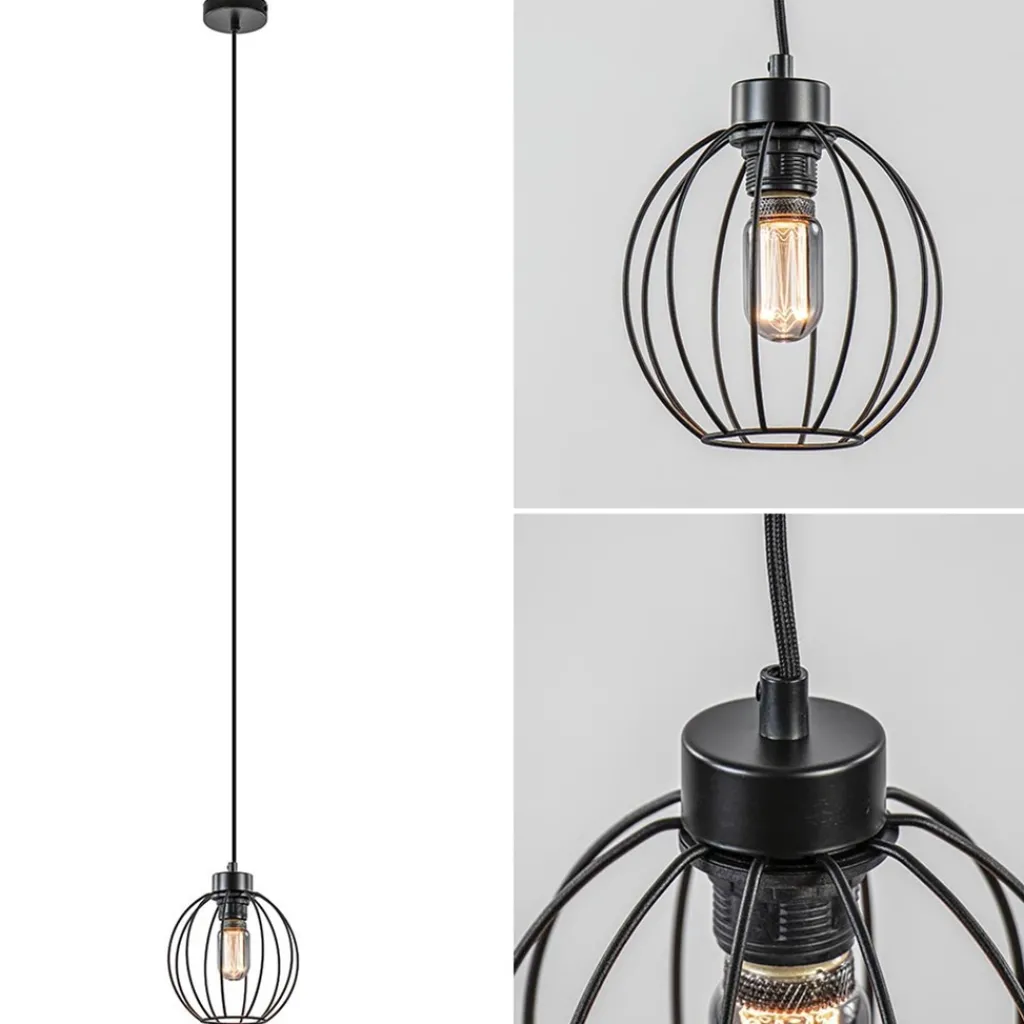 Straluma Zwarte draad hanglamp bol klein> Draadlampen|Nachtkastlampen