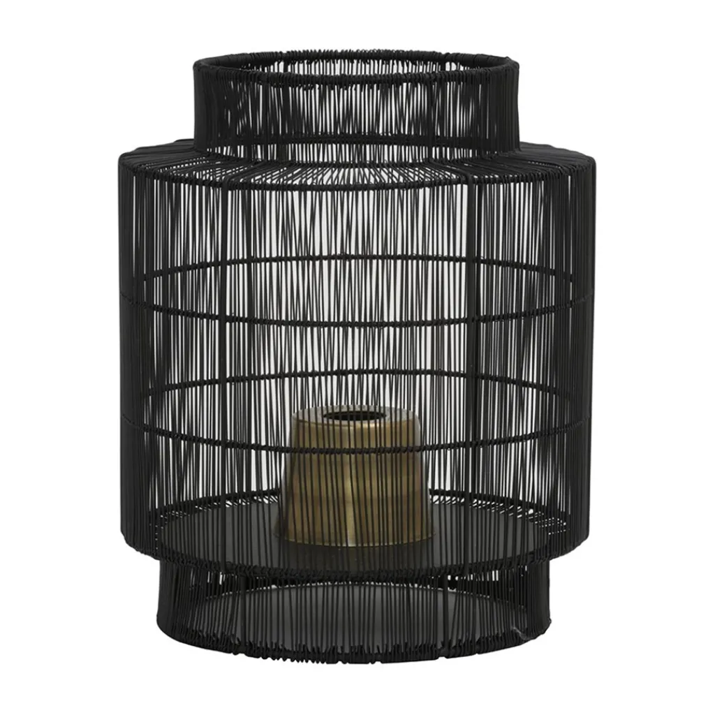 Straluma Zwarte draad tafellamp met brons> Draadlampen|Light and Living