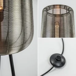 Straluma Zwarte driepoot Adeta met nikkel kap></noscript> Draadlampen|Light and Living