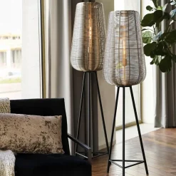 Straluma Zwarte driepoot Adeta met nikkel kap></noscript> Draadlampen|Light and Living